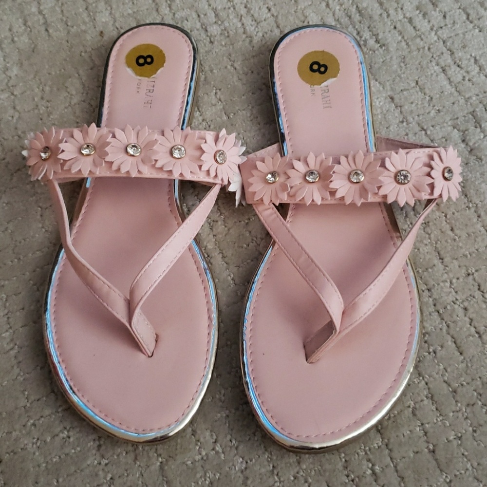 Pink flower sandals, Isaac Mizrahi, size 8